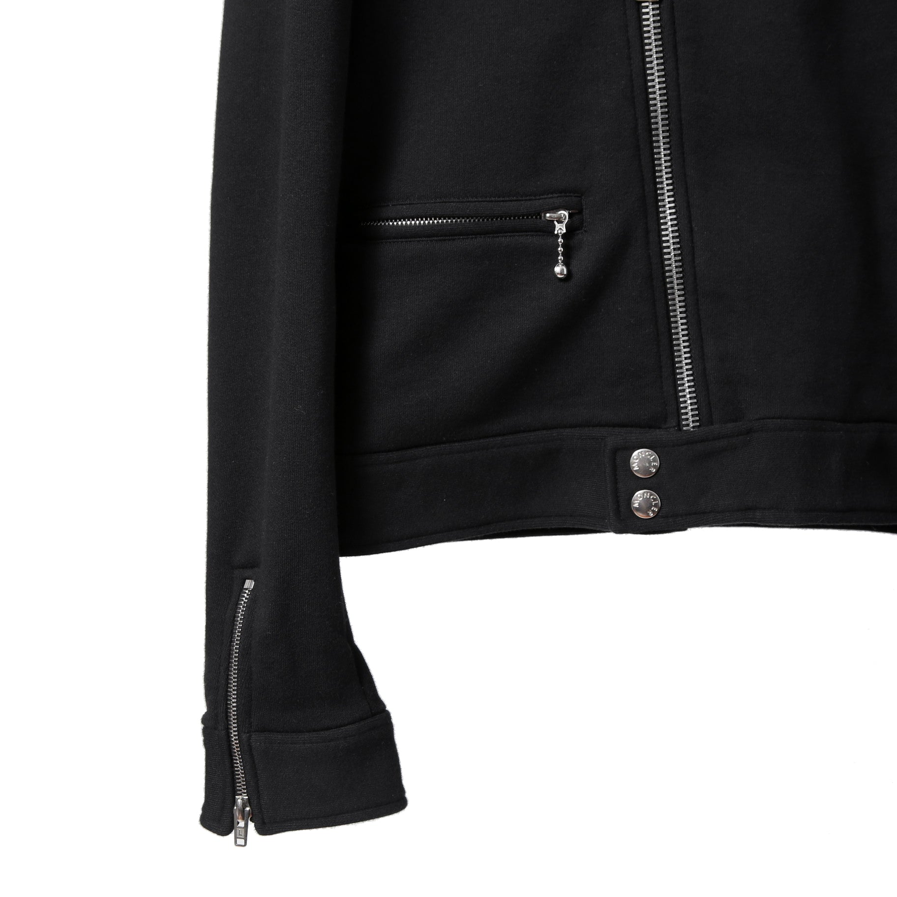 MONCLER モンクレール / FRAGMENT DESIGN フラグメント × ルイスレザー / 21AW 美品 サイクロン ダブル ライダース パーカー / ジャケット / size S (BLACK)