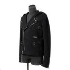 MONCLER モンクレール / FRAGMENT DESIGN フラグメント × ルイスレザー / 21AW 美品 サイクロン ダブル ライダース パーカー / ジャケット / size S (BLACK)