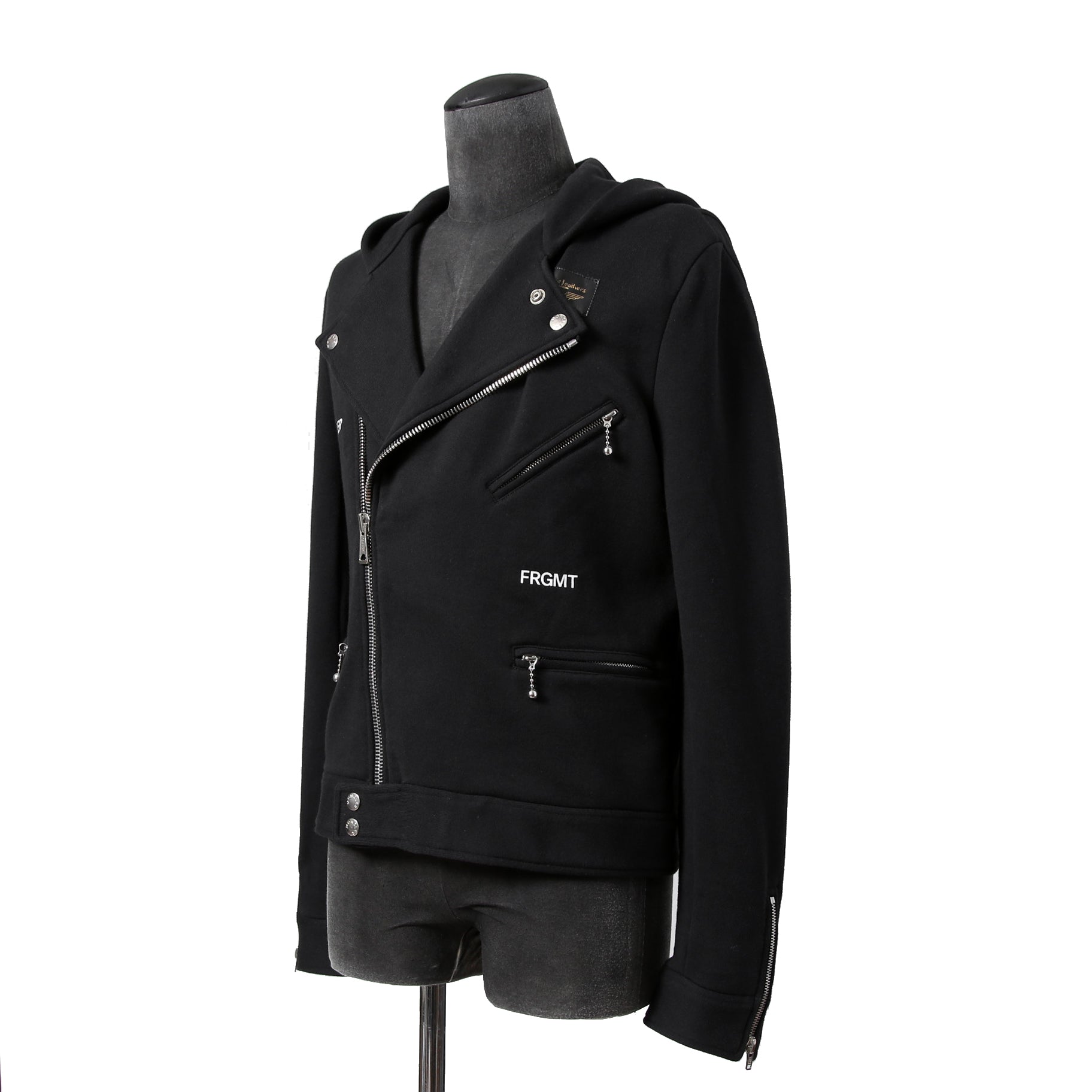 MONCLER モンクレール / FRAGMENT DESIGN フラグメント × ルイスレザー / 21AW 美品 サイクロン ダブル ライダース パーカー / ジャケット / size S (BLACK)