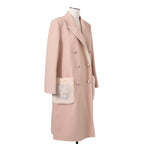超希少 FENDI フェンディ / 美品 FFロゴ ミンクポケット / カシミア 100% ダブルコート / FF8910 MW18 / size 40  (M) PINK BEIGE