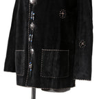 新品 Sisii x PAM DIETRICH / シシ x パムディートリッヒ コラボ / My Jacket カーフ スエード / レザー ジャケット / BLACK