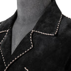 新品 Sisii x PAM DIETRICH / シシ x パムディートリッヒ コラボ / My Jacket カーフ スエード / レザー ジャケット / BLACK