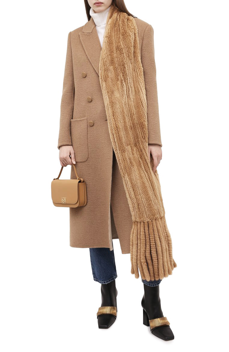 FENDI フェンディ / 2021AW 極美品  キャメルヘア ダブル ブレスト ロングコート / ミンクファー ストール / FF8155 A8GR / size 38 (M) CAMEL