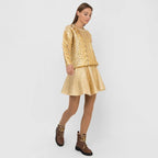 VALENTINO GARAVANI ヴァレンティノ・ガラヴァーニ / 21AW 美品 ゴールドニット サークル ミニスカート / フレアスカート / WB0KG02J6QB / size M (GOLD)