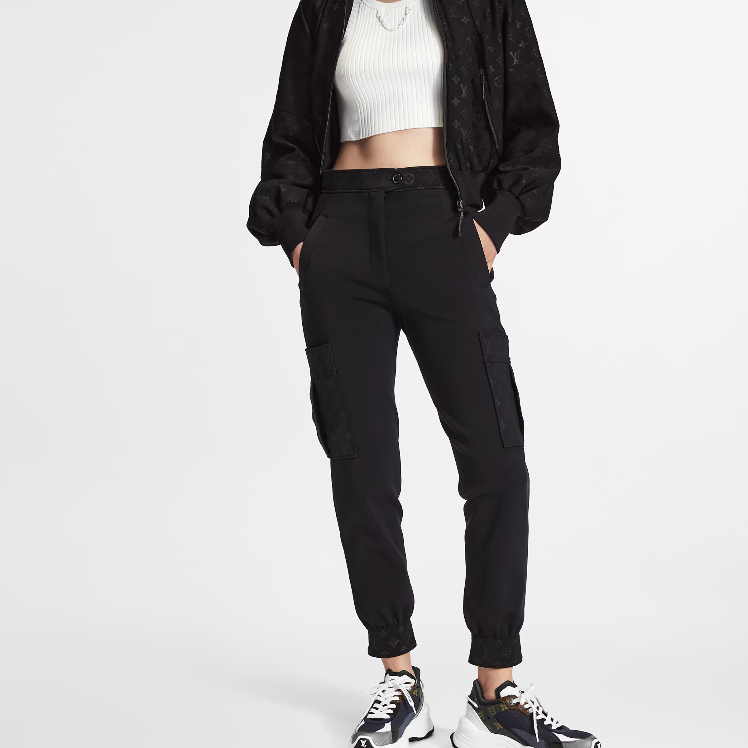 LOUIS VUITTON ルイヴィトン / 22SS 美品 モノグラムディテールカーゴ パンツ / 1A9EQA / size 38 (BLACK)