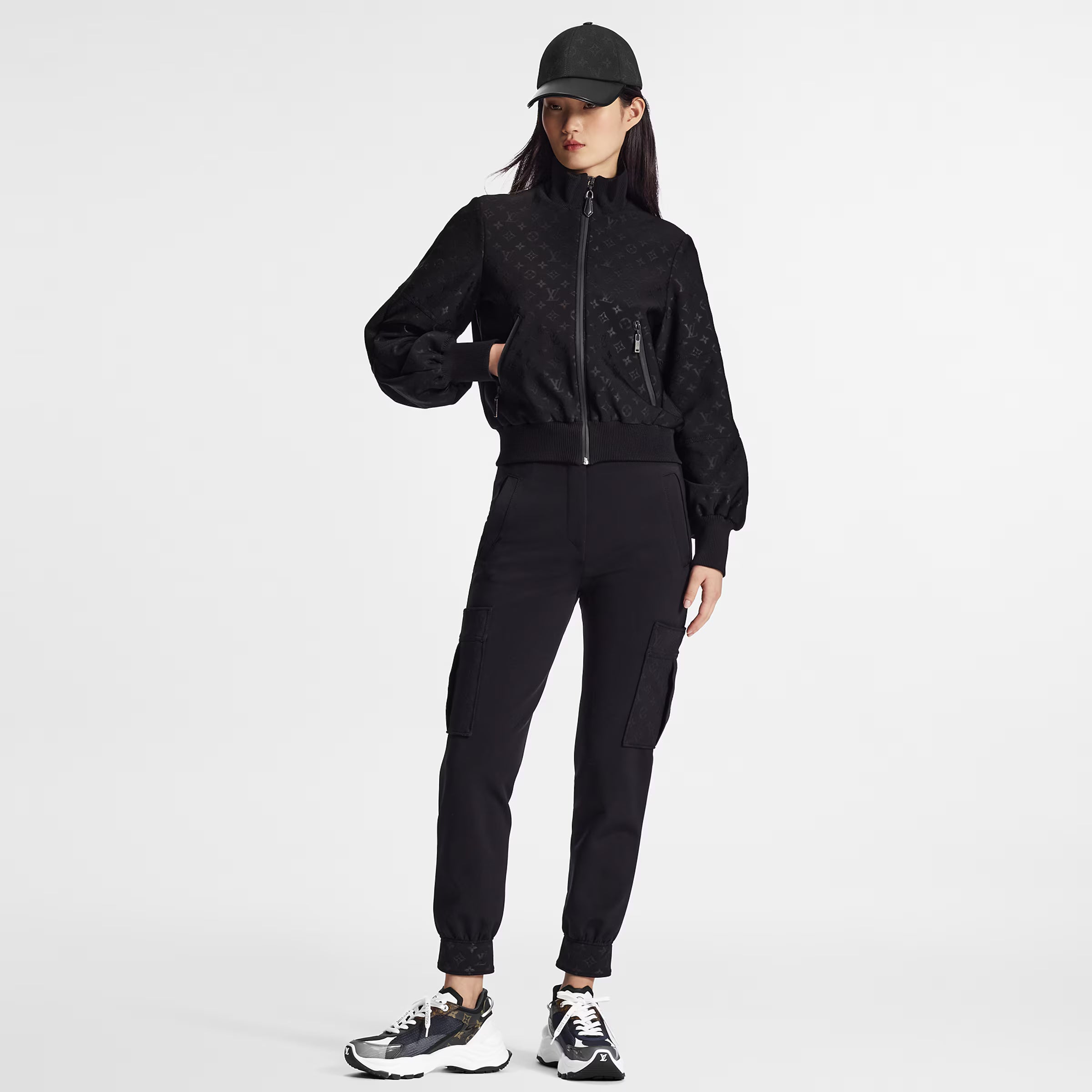 LOUIS VUITTON ルイヴィトン / 22SS 美品 モノグラムディテールカーゴ パンツ / 1A9EQA / size 38 (BLACK)