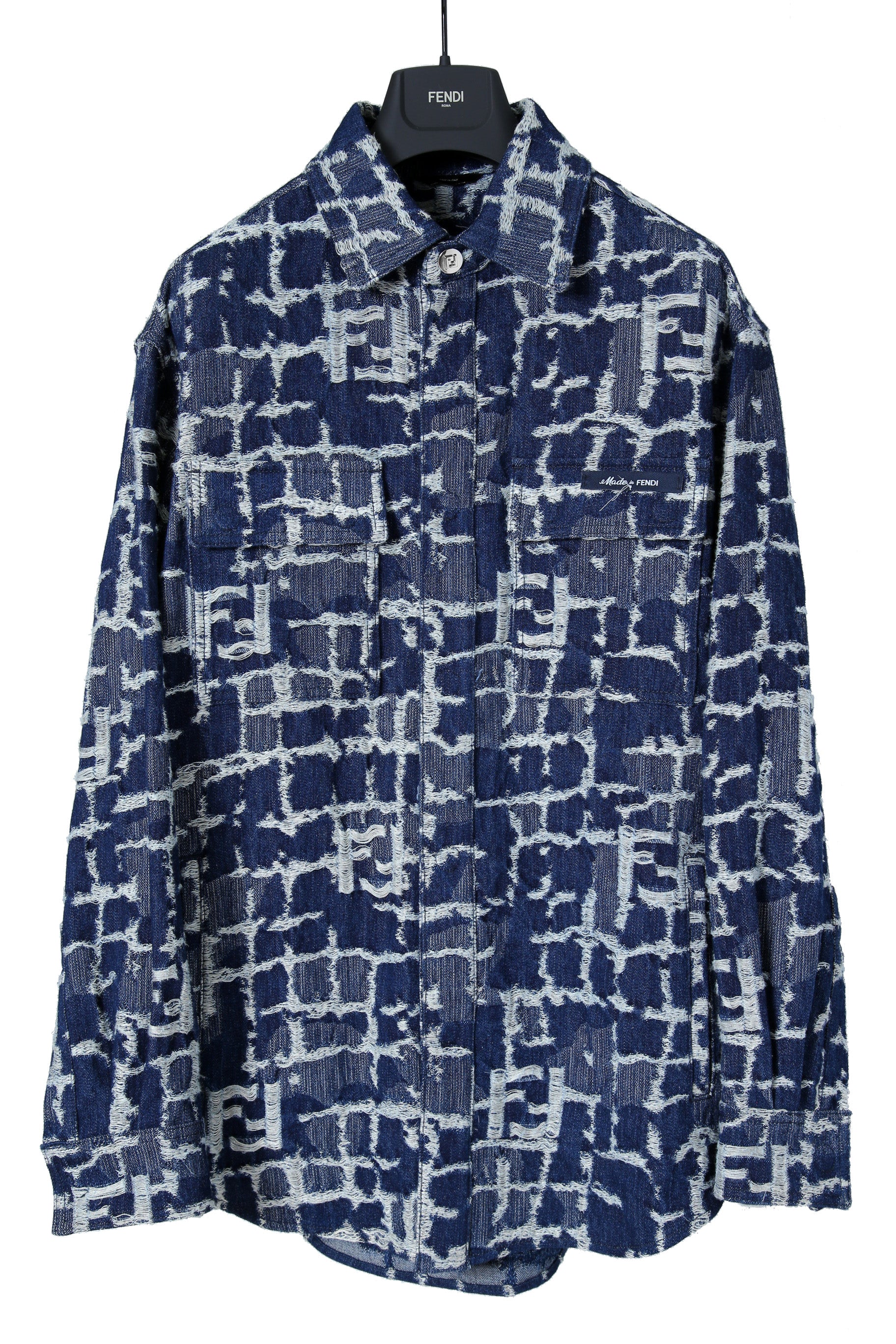 試着のみ FENDI フェンディ / 24SS FF柄 ジャガード織 デニム ジャケット / FW1292AR9N / size 46 (INDIGO) モノグラム